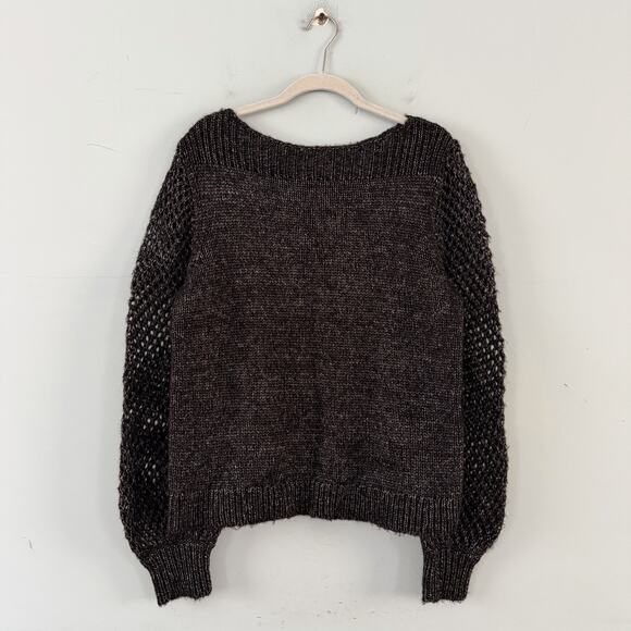 NWT Tommy Bahama Shimmer Balloon Sleeve Black Metallic Wool Blend Sweater - Picture 4 of 8